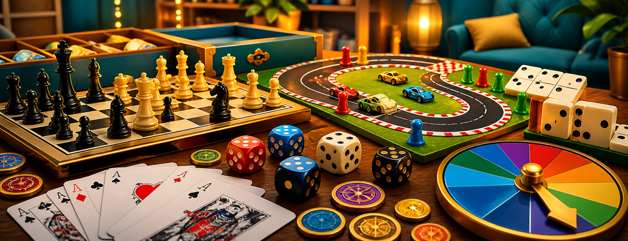 A colourful collection of tabletop board games