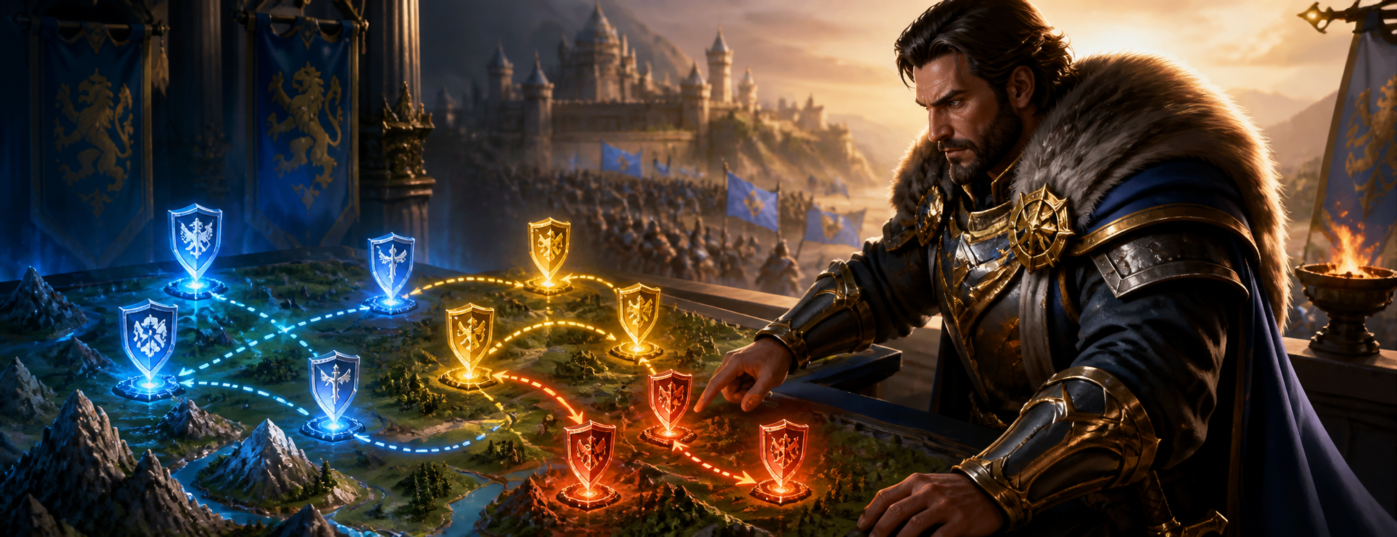 Fantasy commander planning a clan battle